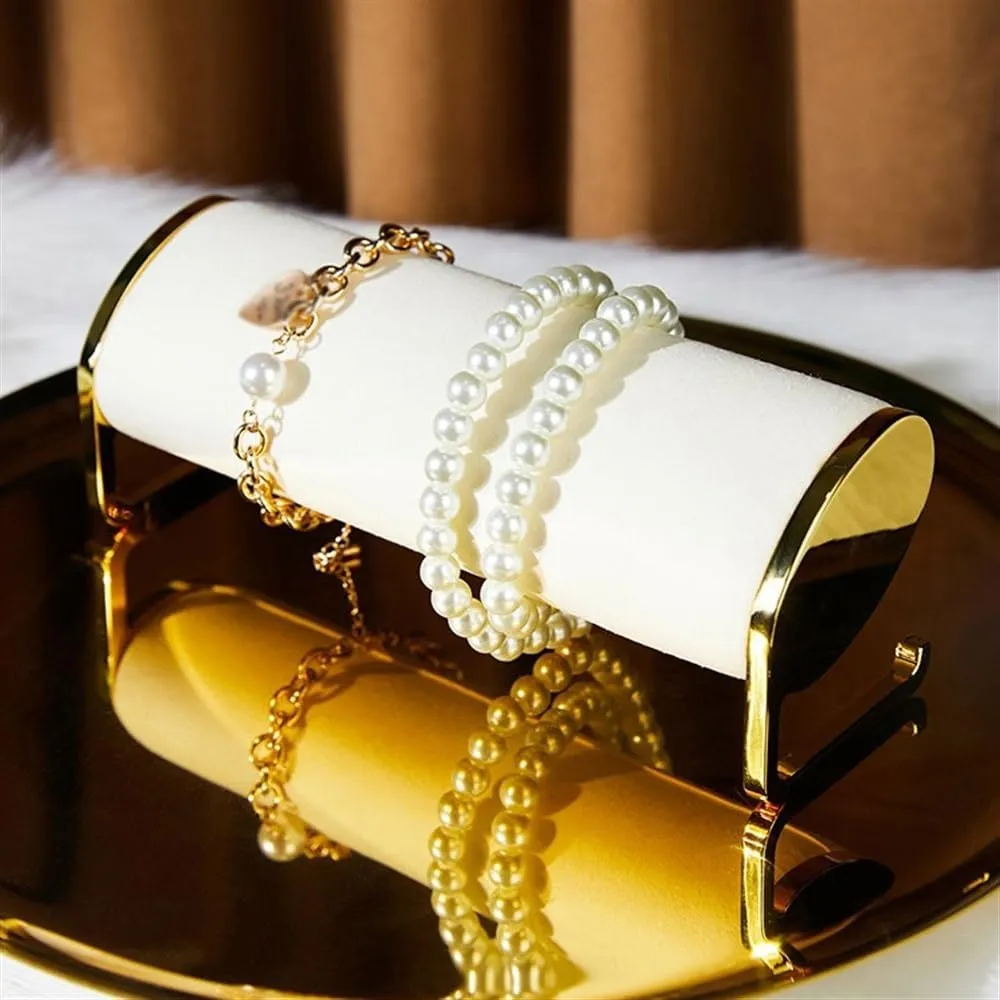 with Jewelry Display Props Watch Bracelet Bracelet Jewelry Storage Racks Jewelry Display Set(White) Necklace picnic hatchet righteous coriander allusion rattle Display Stand High-grade Counter Velvet Window 