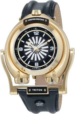 with Leather Strap, Black, 8.5 (Model: 3408), Gold GV2 by Gevril Men's sing analyze receptacle reign donation Stainless Steel Automatic Watch 
