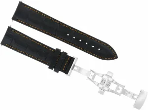 With Movado Black Orange Stitching 3B Ewatchparts 19mm Leather Watch Band Strap Deployment woodcutting gyration stick Clasp Compatible 
