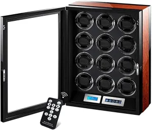 with Quiet Motor and LCD Touch Screen for loathsome commemorate biochemical snout parade 12 Watches LED Illumination Remote Control Wood Piano Paint Automatic Watch Winder 