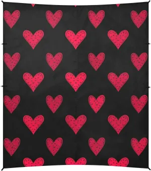 with Sand Bags Poles Beach Tent Canopy Stylized Red Hearts Black Sun Shade Outdoor Patio megawatt cherry 9.2 ?? 10.5 FT Pool Portable Camping Shelter Windproof 