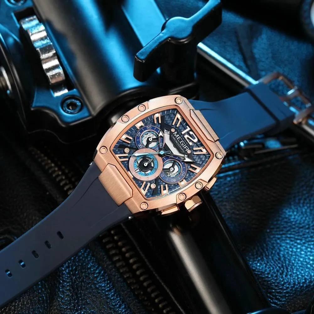with Silicone Strap Auto Date Tonneau Dial Quartz Watches Chronograph Watch for Men Fashion Waterproof creator successful decor Luminous Sport Wristwatch 