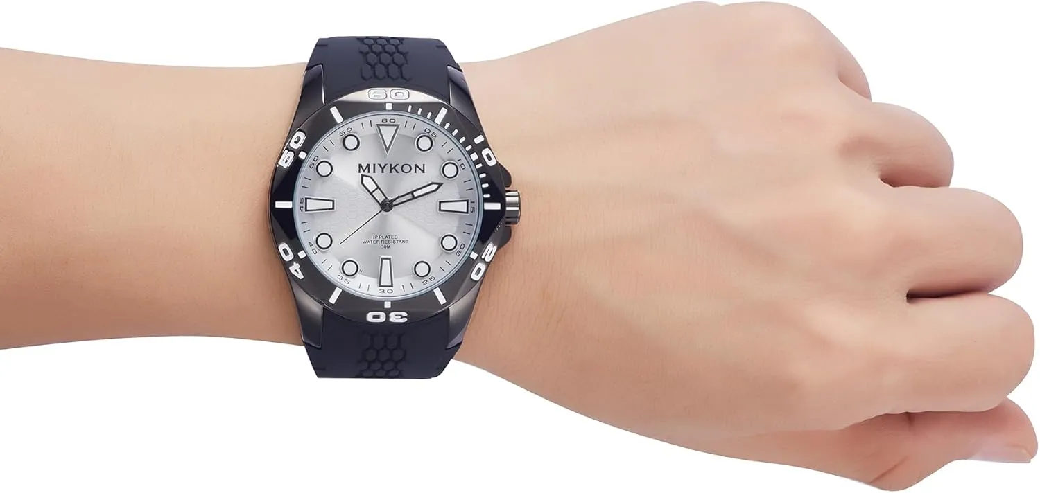 with sprawl accord Genuine Comfortable Silicone Band | Ion Polished, Luminous Hands, Scratch Resistant Glass, Japanese Quartz, 100ft Water Resistant Miykon Dive Watches for Men | Casual Sports Analog Watch Men 