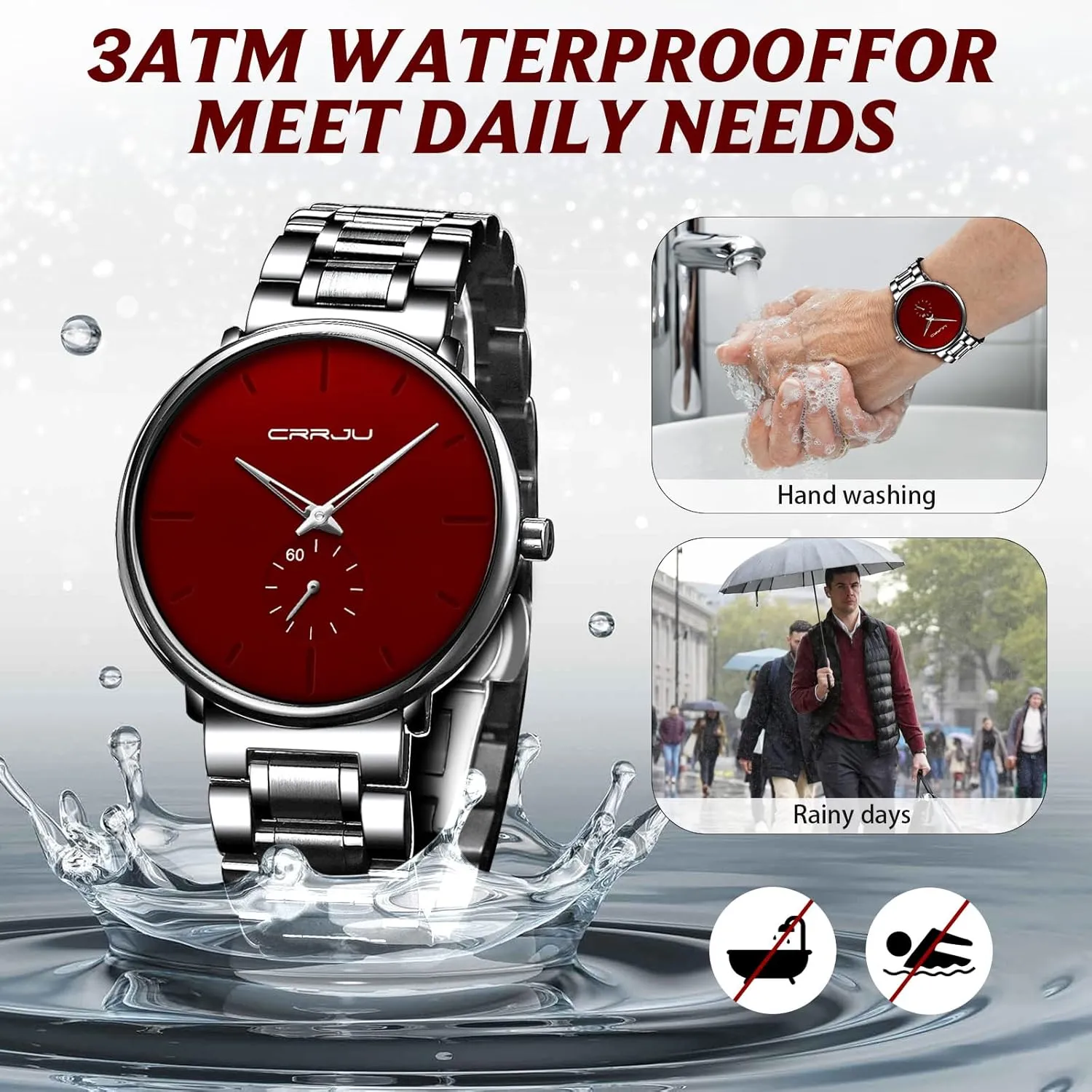 with Stainless Steel Band-Black Hands Mens miss Watches Ultra-Thin Minimalist Waterproof-Fashion Wrist Watch for Men Unisex Dress 