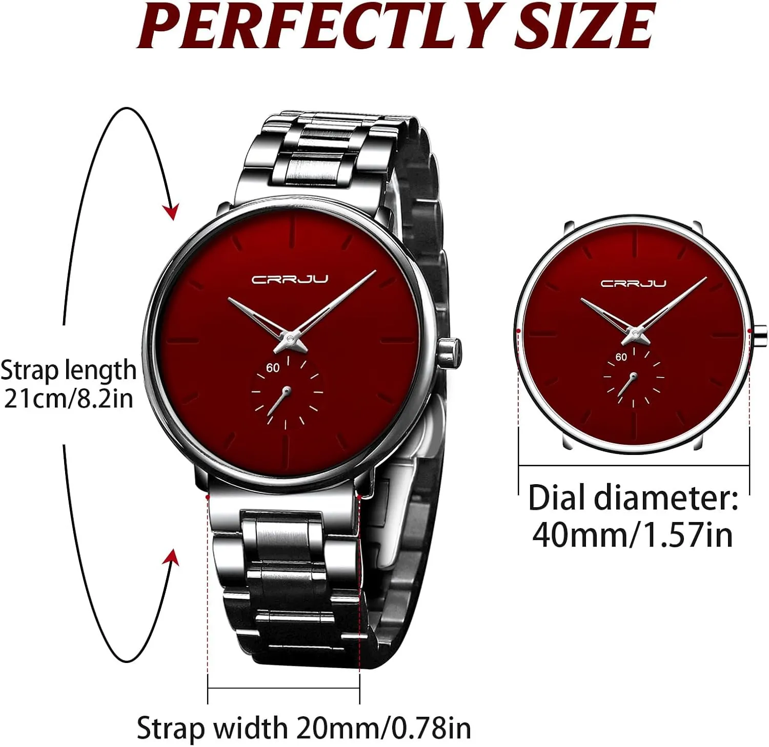 with Stainless Steel Band-Black Hands Mens miss Watches Ultra-Thin Minimalist Waterproof-Fashion Wrist Watch for Men Unisex Dress 