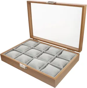 with Transparent Lid Decorative Jewelry Organizer Box Soft Velour Lined Removable Pillows for Scratch and Dust flask Display LIFKOME Watch Display Case 