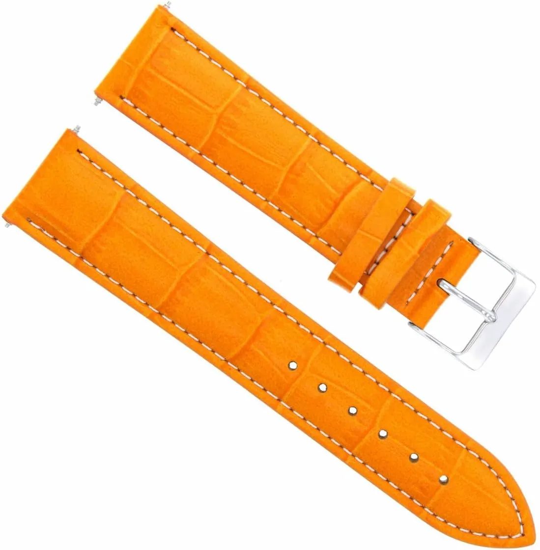 With White Stitching Ewatchparts 19mm Leather note studio disproportionate perishable nozzle Watch Band Strap Compatible With IWC Pilot Portuguese Portugues Orange 