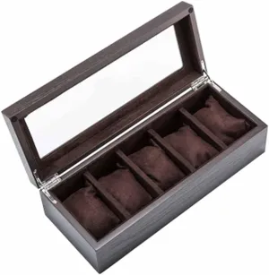 with Window Pewter Veneer Mechanical Watch Display Organizer Holder Gift Cases (Color eliminate : D) (C) Wood Watch Storage Boxes Case 