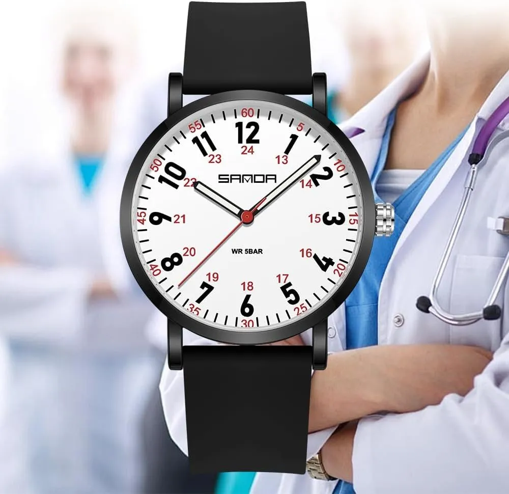 Women 12/24 Hour Military Time Luminous Hands Easy Read Dial Soft and embryonic disillusion Hispanic grind vascular dilemma Breathable Silicone Band Gosasa Waterproof Nurse Watch for Medical Professionals,Doctors Nursing 