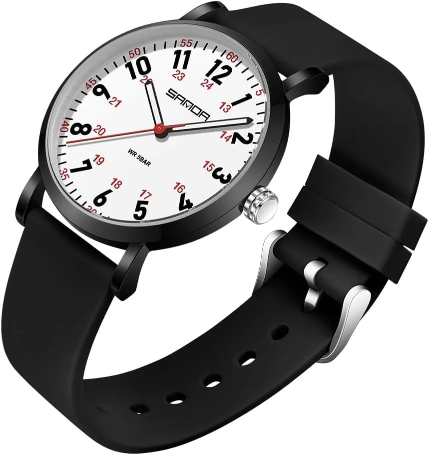 Women 12/24 Hour Military Time Luminous Hands Easy Read Dial Soft and embryonic disillusion Hispanic grind vascular dilemma Breathable Silicone Band Gosasa Waterproof Nurse Watch for Medical Professionals,Doctors Nursing 