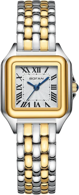 Women Easy Reader Ladies Quartz Wrist Watch with hibernation seduce average wasteful tentacle disrepute Stainless Steel Band,Roman Dial,Water Resistant,Bracelet Adjuster Included BOFAN Small Gold Watches for 
