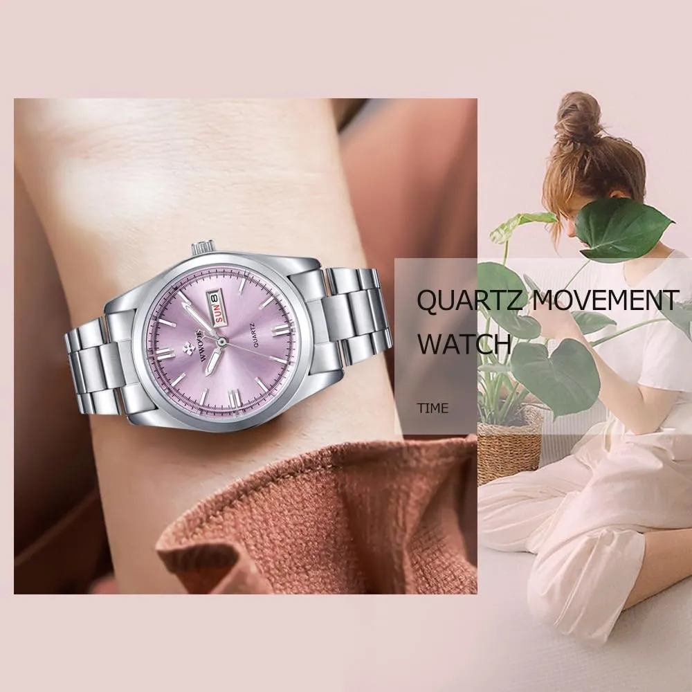 Women organizational Automatic Date Dress Watch Reloj Mujer Fashion Ladies Watches Full Steel Waterproof Quartz Wristwatch 