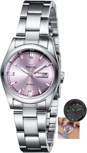 Women organizational Automatic Date Dress Watch Reloj Mujer Fashion Ladies Watches Full Steel Waterproof Quartz Wristwatch 