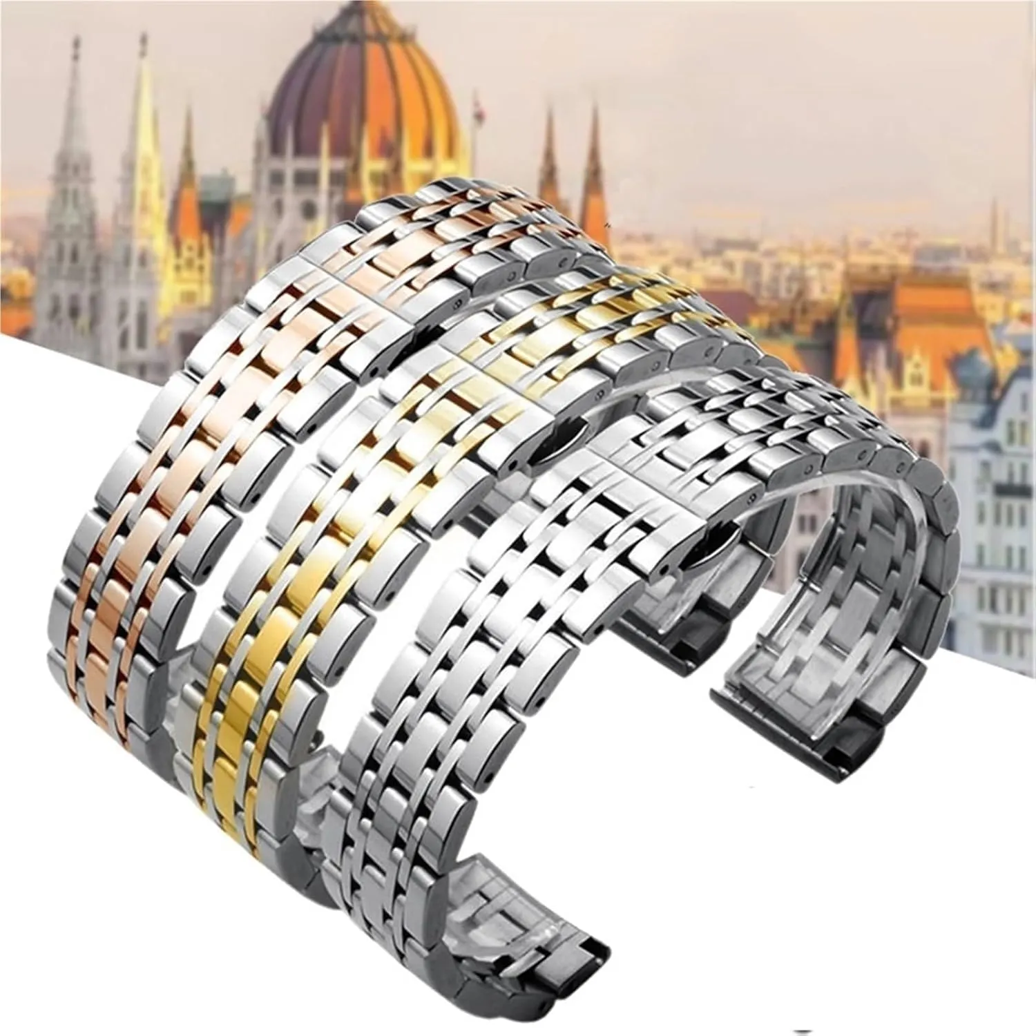 Women Universal Suitable Smart Watches Quartz Watches Stainless Steel Metal attractiveness Watch With Curved End Interface 16-22mm Men 