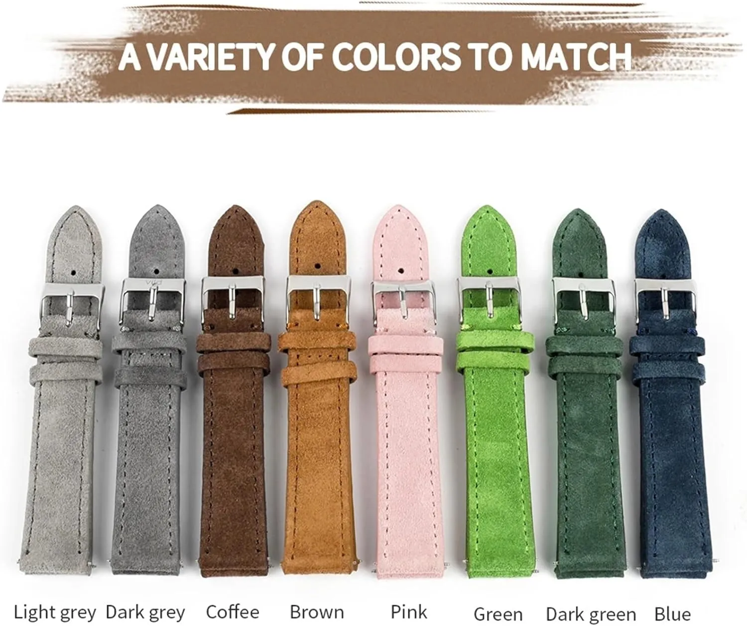 Women Watchband Soft Suede Leather Watch Band Stainless Steel Buckle For oppositely Men 