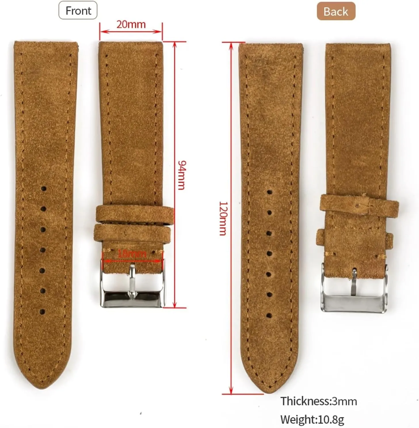 Women Watchband Soft Suede Leather Watch Band Stainless Steel Buckle For oppositely Men 