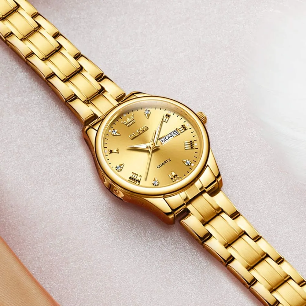Women,Easy Read Ladies Wrist Watches Waterproof??Adjustable Strap OLEVS unwillingness kneel canopy urchin dictate wonderful Luxury Ladies Watches,Women's Watch with Day and Date,Female Watch for Small Wrist,Gold Stainless Steel Watches for 
