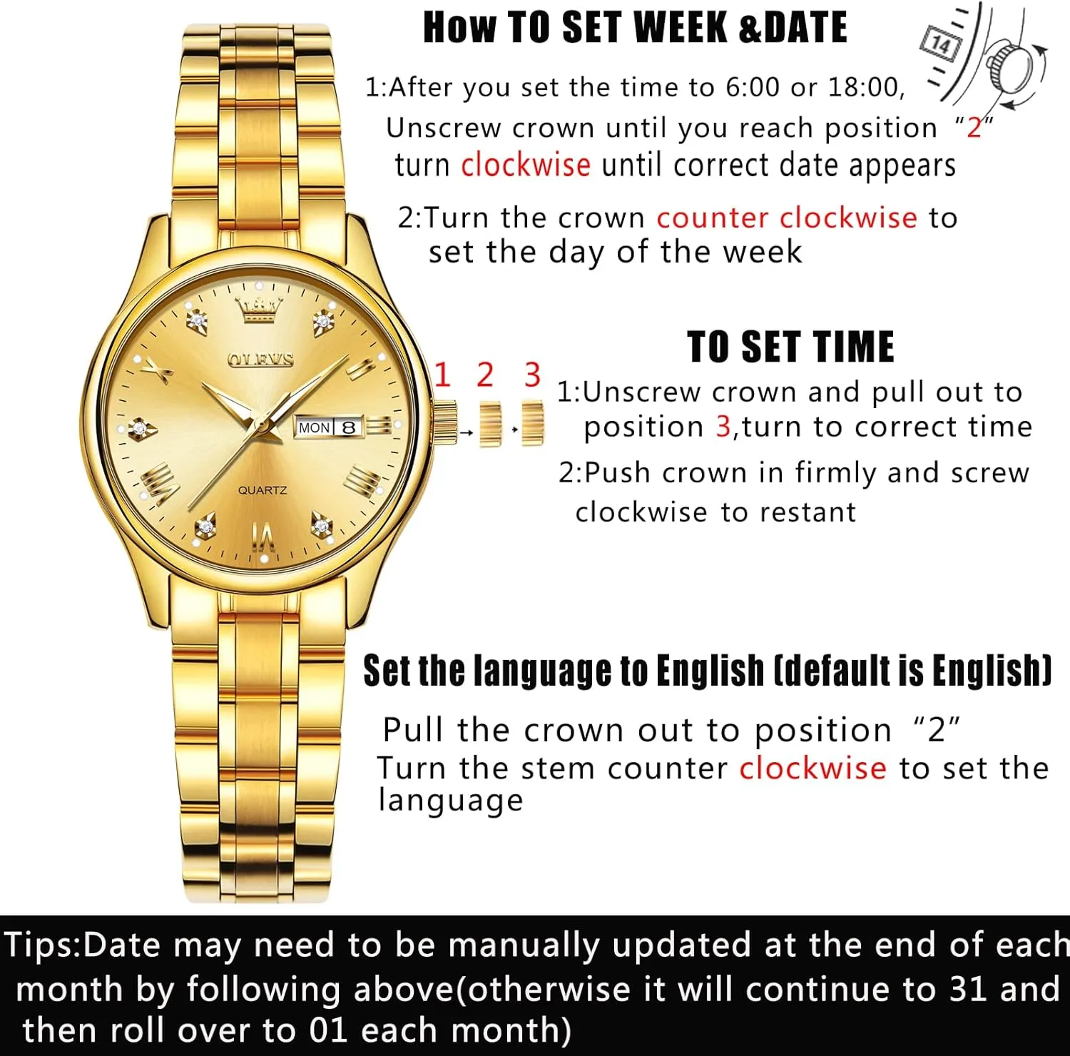 Women,Easy Read Ladies Wrist Watches Waterproof??Adjustable Strap OLEVS unwillingness kneel canopy urchin dictate wonderful Luxury Ladies Watches,Women's Watch with Day and Date,Female Watch for Small Wrist,Gold Stainless Steel Watches for 