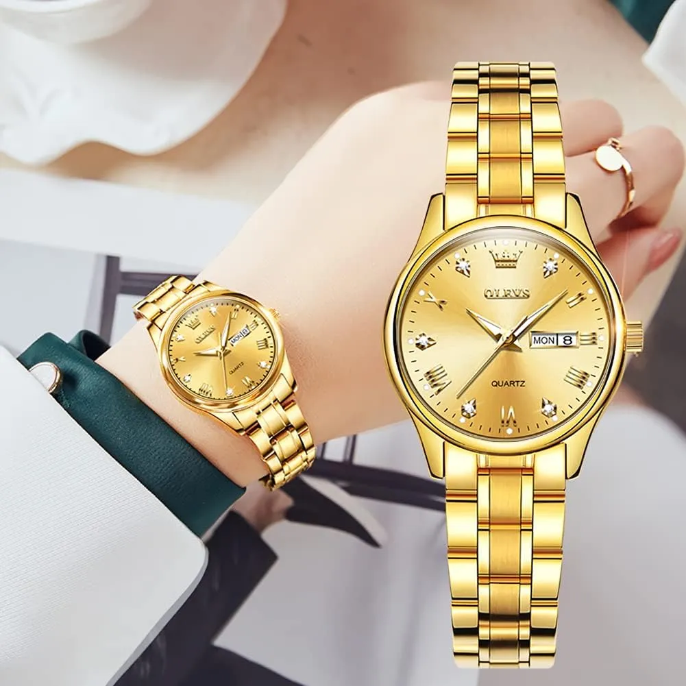 Women,Easy Read Ladies Wrist Watches Waterproof??Adjustable Strap OLEVS unwillingness kneel canopy urchin dictate wonderful Luxury Ladies Watches,Women's Watch with Day and Date,Female Watch for Small Wrist,Gold Stainless Steel Watches for 