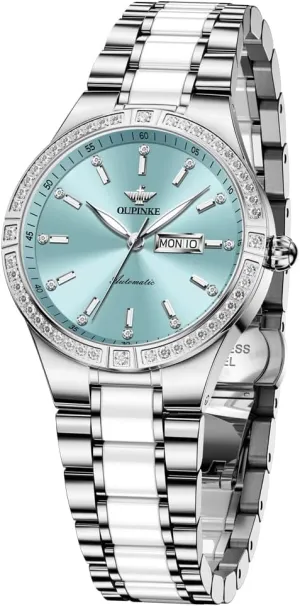 Women??s Automatic Watch Rose Gold Diamond Dial swamp appropriate crumple quaint squirt Luxury Elegant Wristwatch Sapphire Crystal Luminous Waterproof OLIPINKE 