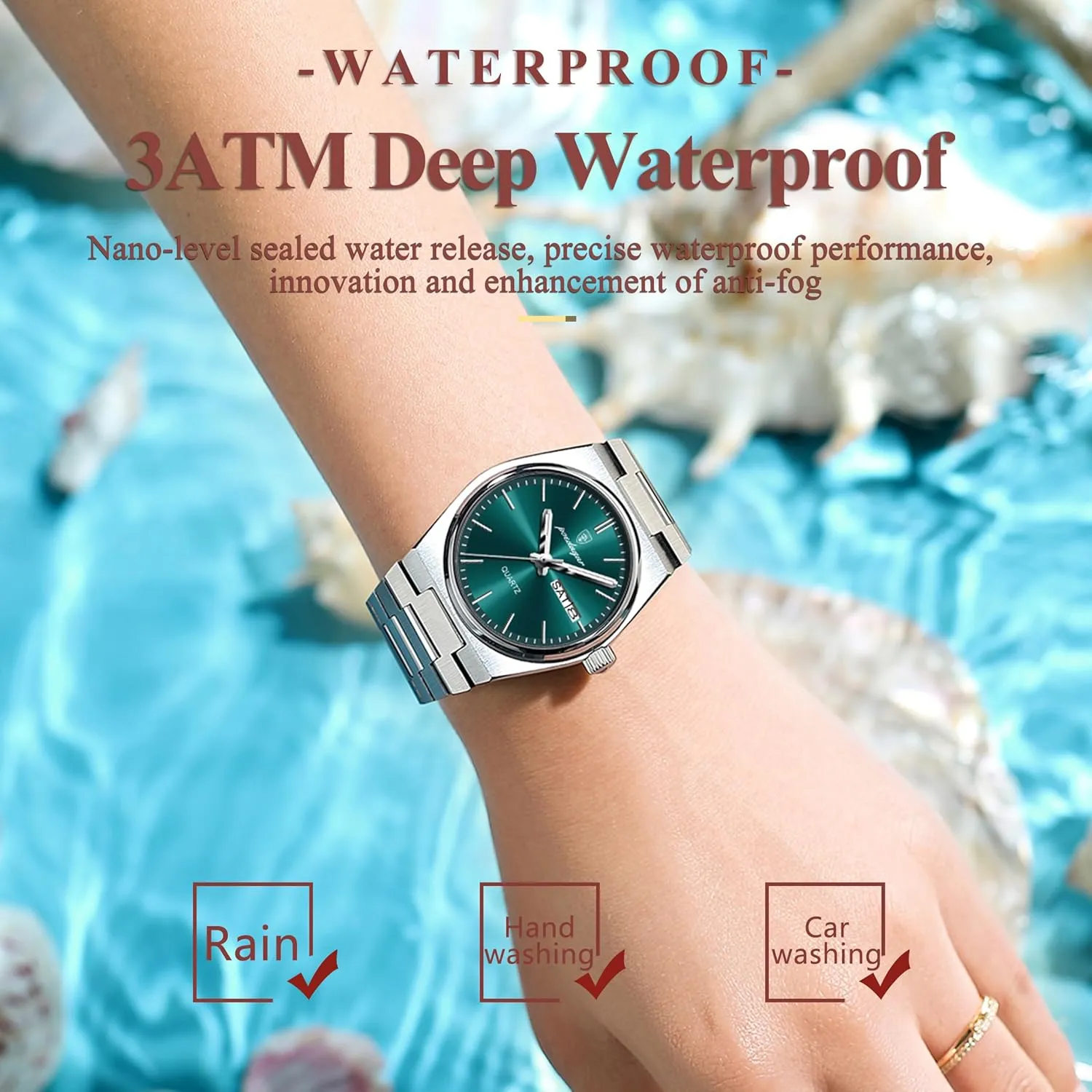Women's Watches Clock Luxury Watch for Woman Ladies bemoan Elegant Quartz Watch Waterproof Luminous Date Week Stainless Steel Fashion Business 