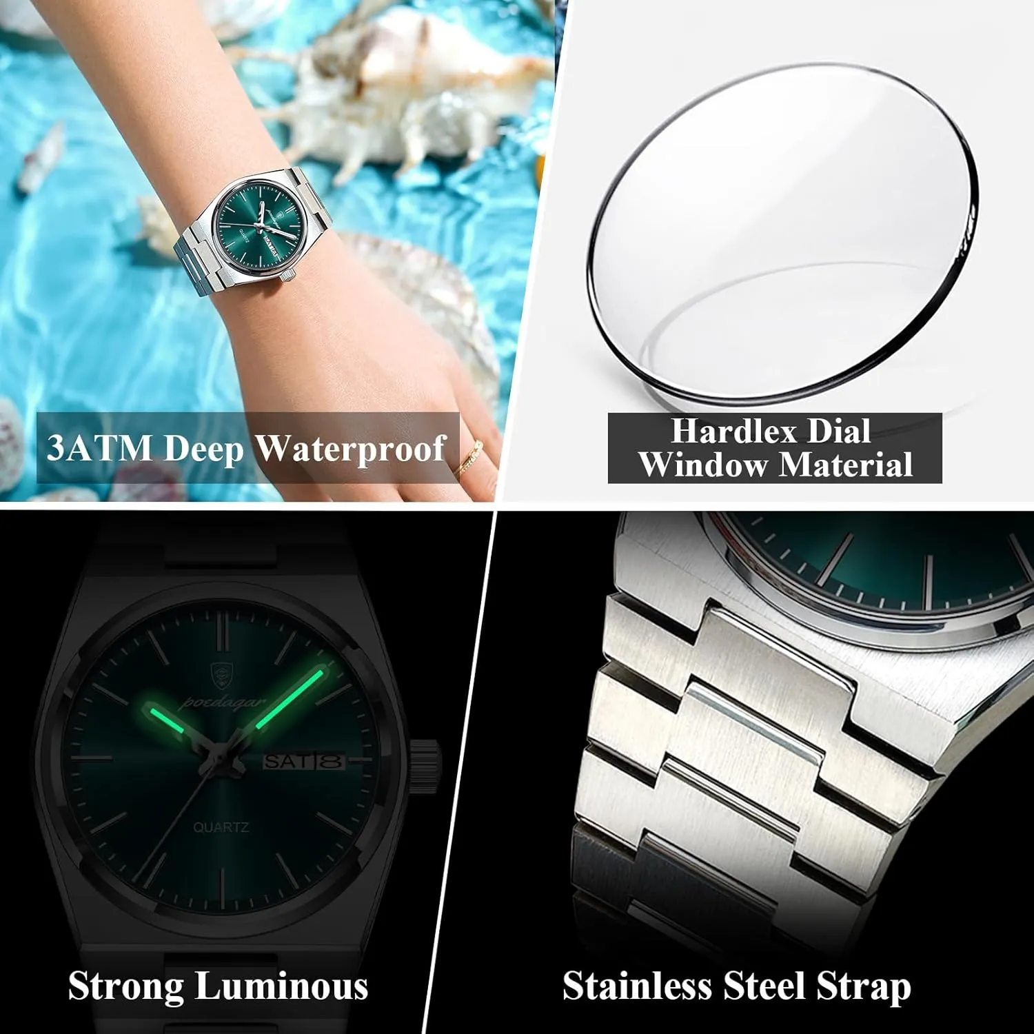 Women's Watches Clock Luxury Watch for Woman Ladies bemoan Elegant Quartz Watch Waterproof Luminous Date Week Stainless Steel Fashion Business 