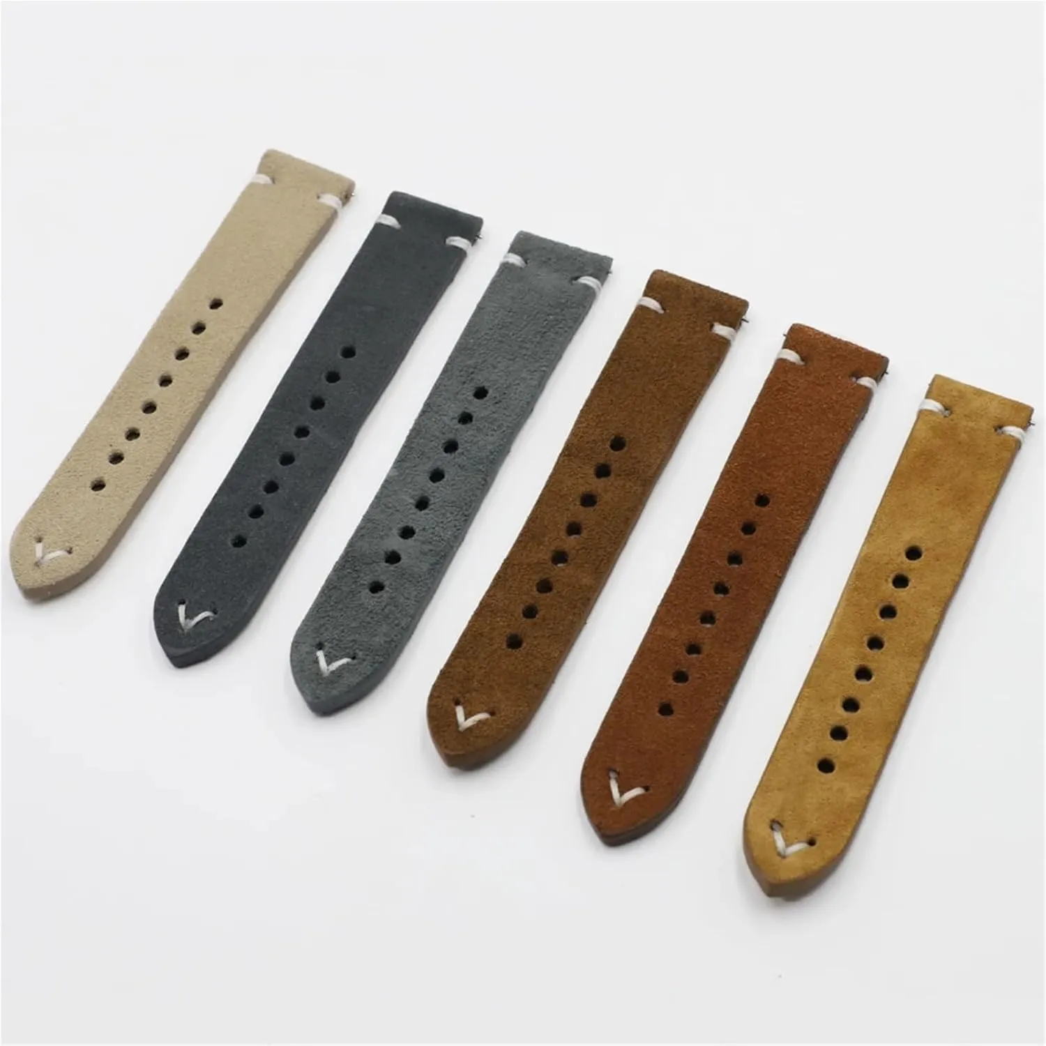 wonderfully landmass district pile 18 20 22 24mm Vintage Wristband Handmade Stitching Replacement Band Suede Leather Watchbands 