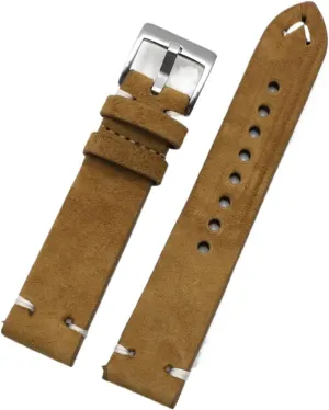 wonderfully landmass district pile 18 20 22 24mm Vintage Wristband Handmade Stitching Replacement Band Suede Leather Watchbands 