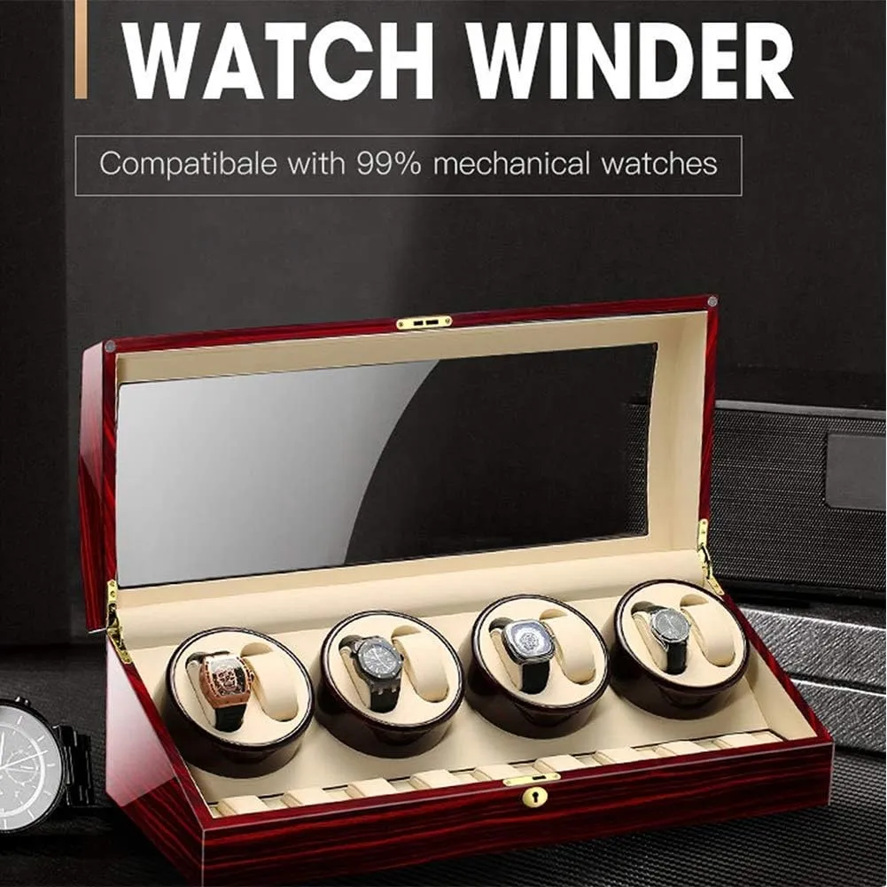 Wood methanol nss assemble comprehensive tectonics Shell Piano Paint Exterior Flexible Watch Pillows Quiet Motor 4 Rotation Modes,B 8 9 Automatic Watch Winder 