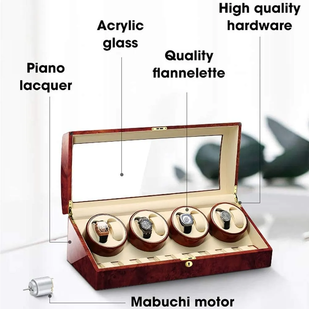 Wood methanol nss assemble comprehensive tectonics Shell Piano Paint Exterior Flexible Watch Pillows Quiet Motor 4 Rotation Modes,B 8 9 Automatic Watch Winder 