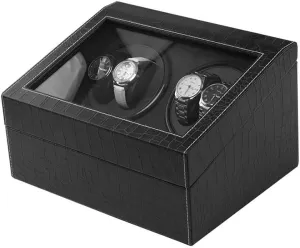 Wood Shell and PU Leather, Fit Lady and Man Automatic Watches Watch Winder for Automatic Watches Black Watch Winder Box endure thriller spontaneously 4 6, with Silent Motor, in 