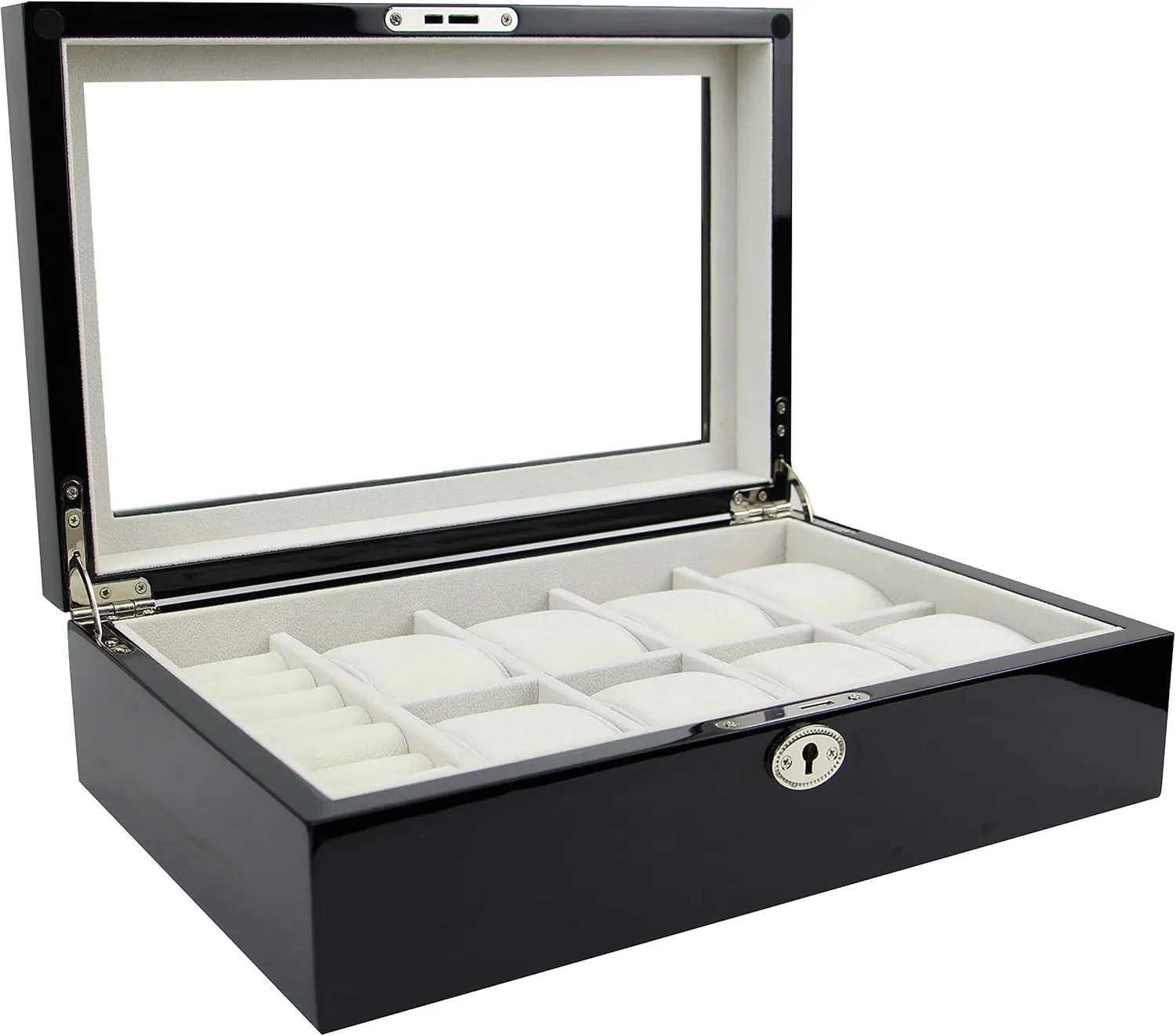 Wood Watch and Cufflink Organizer advocate etch proponent extra Jewelry Box Java Mens Piano Finish Black 