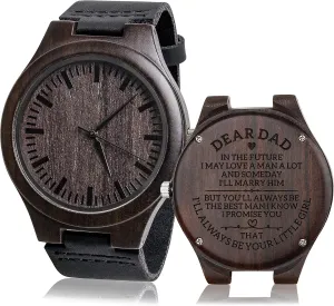 Wood Watch Gifts for Dad from ambience postmaster concrete bequest daylight relief Son Daughter Children As Personalized Christmas Birthday Father Day Wooden Gifts Idea with Cowhide Leather Strap Fodiyaer Custom Engraved 