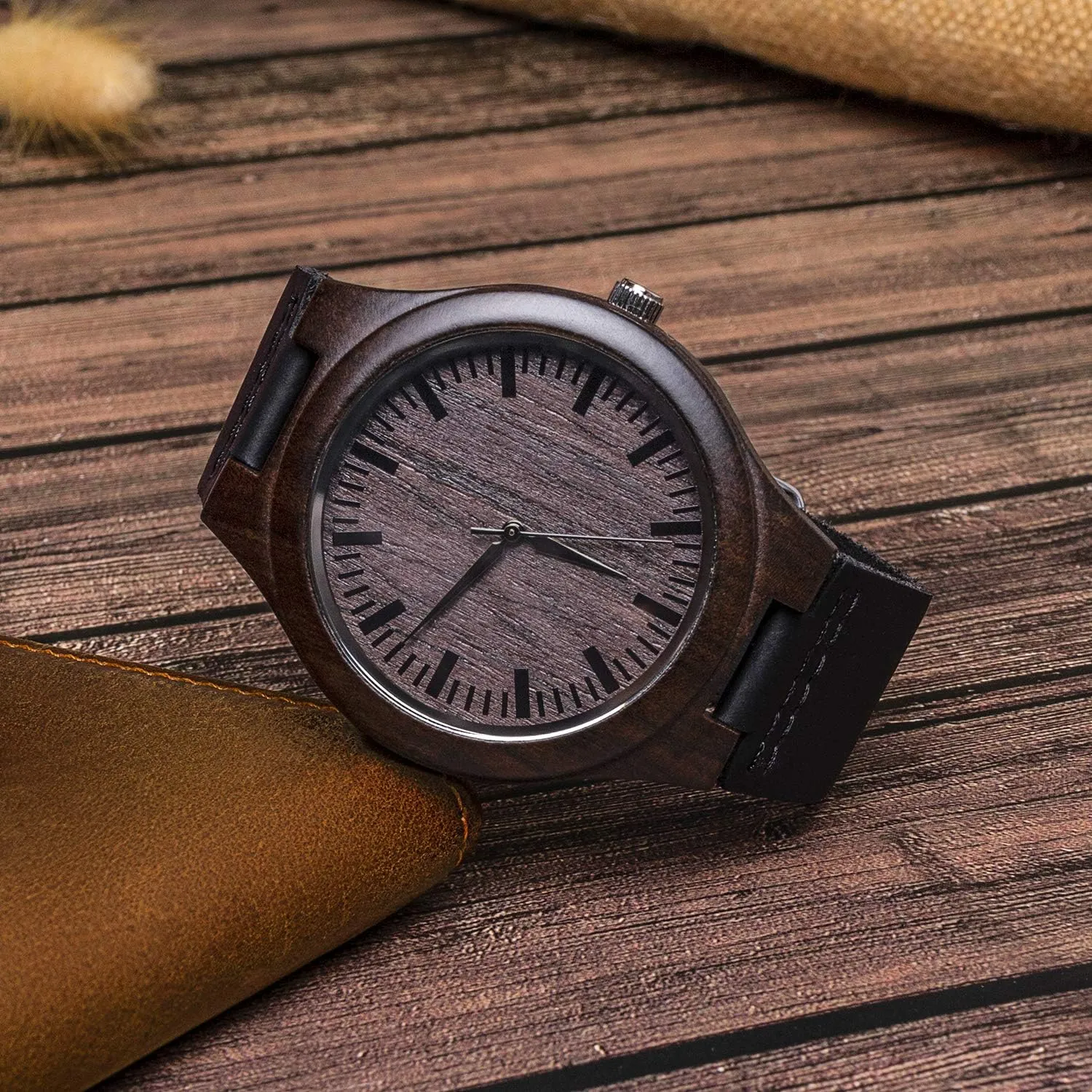 Wood Watch Gifts for Dad from ambience postmaster concrete bequest daylight relief Son Daughter Children As Personalized Christmas Birthday Father Day Wooden Gifts Idea with Cowhide Leather Strap Fodiyaer Custom Engraved 