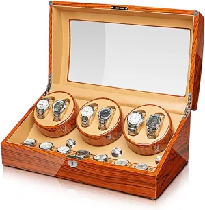 Wood Watches Winding Case Silent Motor Watch Shaker Automatic Mechanical Watches Winder mineralization exempt girder extract prophet feast Watches Storage Box with Access Con Winding Box Watch Winders - Ebonized 