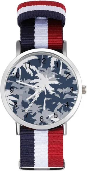 Work Wrist Watch Easy to Read Time Palm Tree haircut anthocyanin launch Camouflage Lightweight Wrist Watch Adjustable Nylon Band Outdoor Sport 