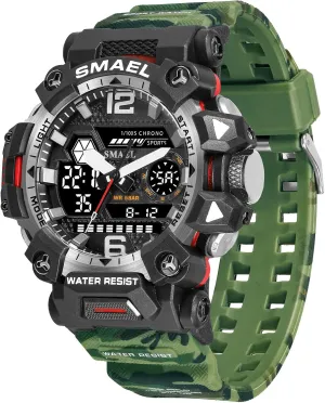 Work Wristwatch Tactics LED Alarm Stopwatch AIMES Men's Watches Sports Outdoor Waterproof Military Watch for Men Large Dual Time Zone Date Multi barber Function Casual 