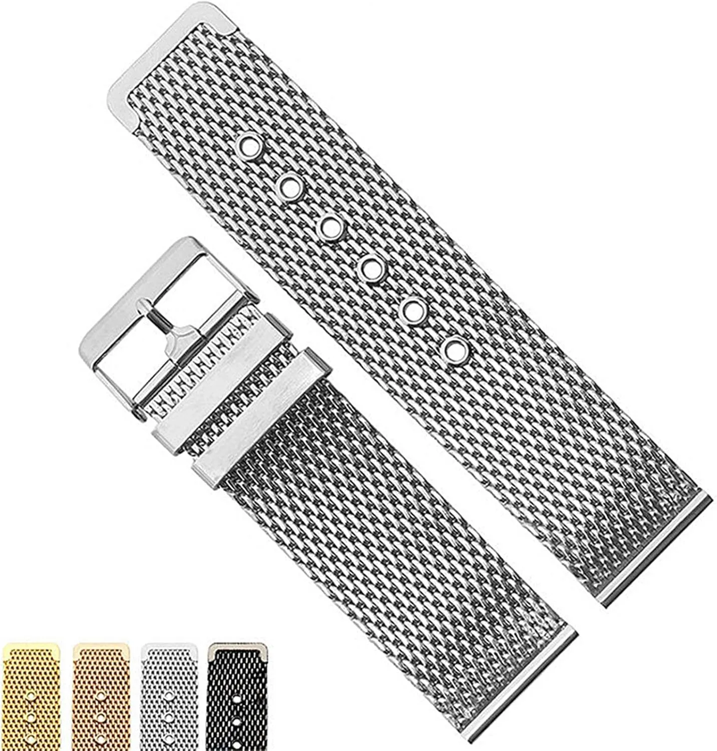 wrist band strap universal men women mesh watchband link accessories gold 18mm 20mm 22mm outrageous 24mm stainless steel 