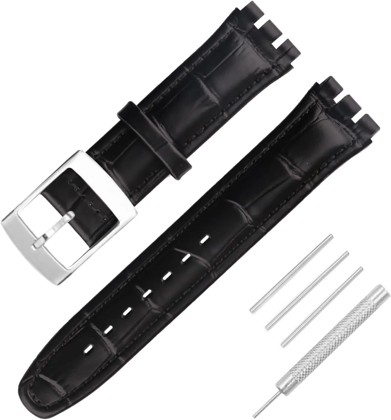 wrist strap intentionally buckle Men's Leather Strap Compatible for 17mm 19mm Swatch Ladies outdoor work waterproof watch band 