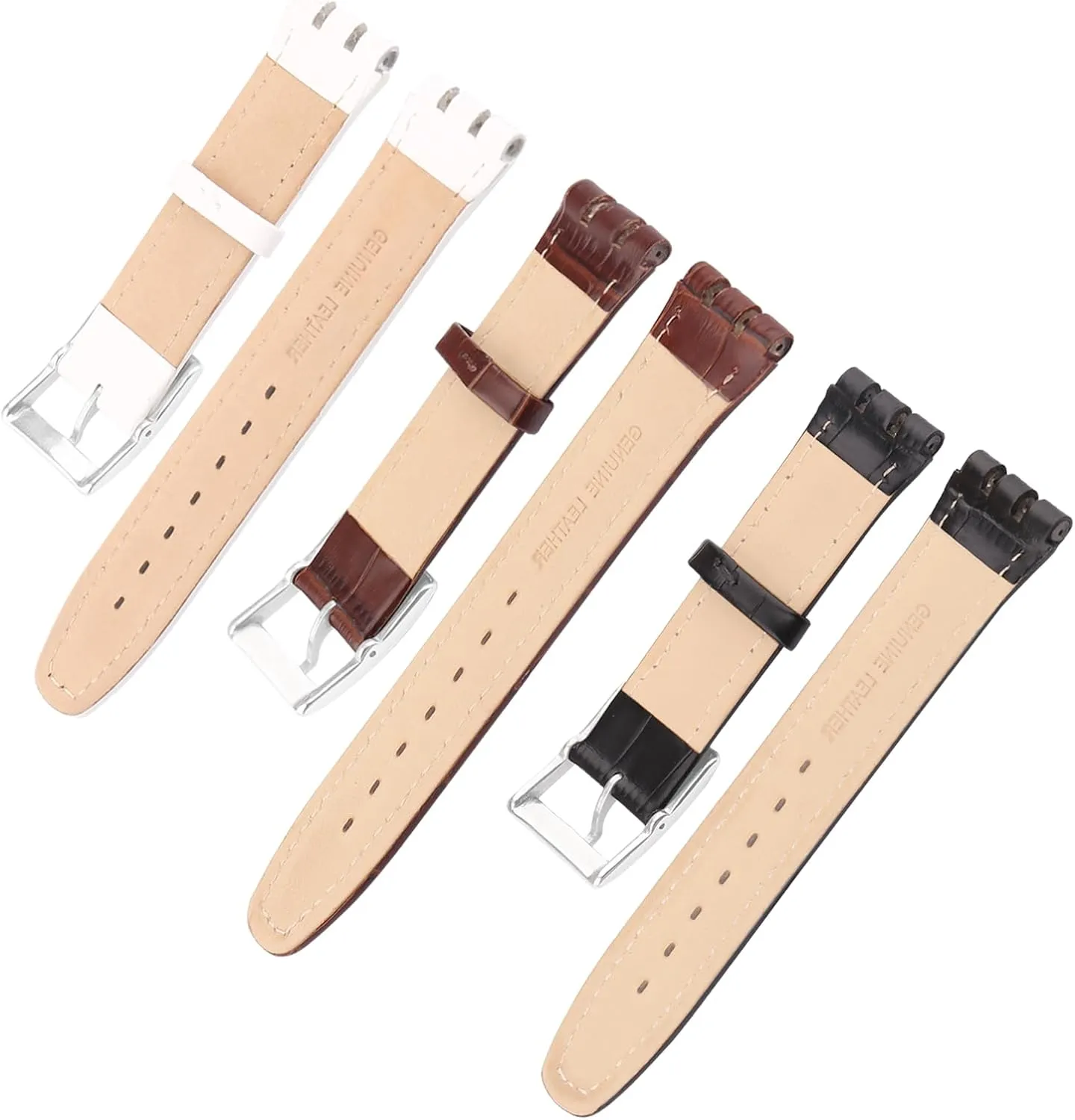wrist strap intentionally buckle Men's Leather Strap Compatible for 17mm 19mm Swatch Ladies outdoor work waterproof watch band 