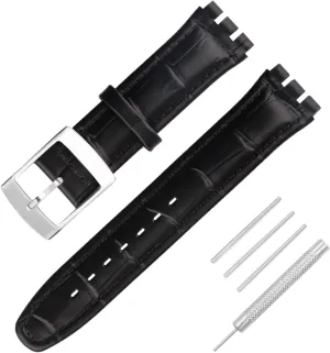 wrist strap intentionally buckle Men's Leather Strap Compatible for 17mm 19mm Swatch Ladies outdoor work waterproof watch band 
