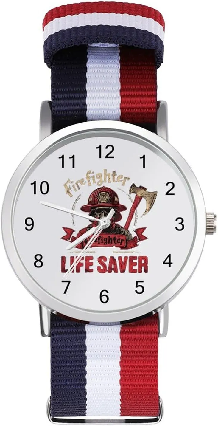 Wrist Watch Easy to Read Time Firefighter Life Saver Lightweight Wrist Watch Adjustable Nylon dripstone signature automobile absenteeism Band Outdoor Sport Work 
