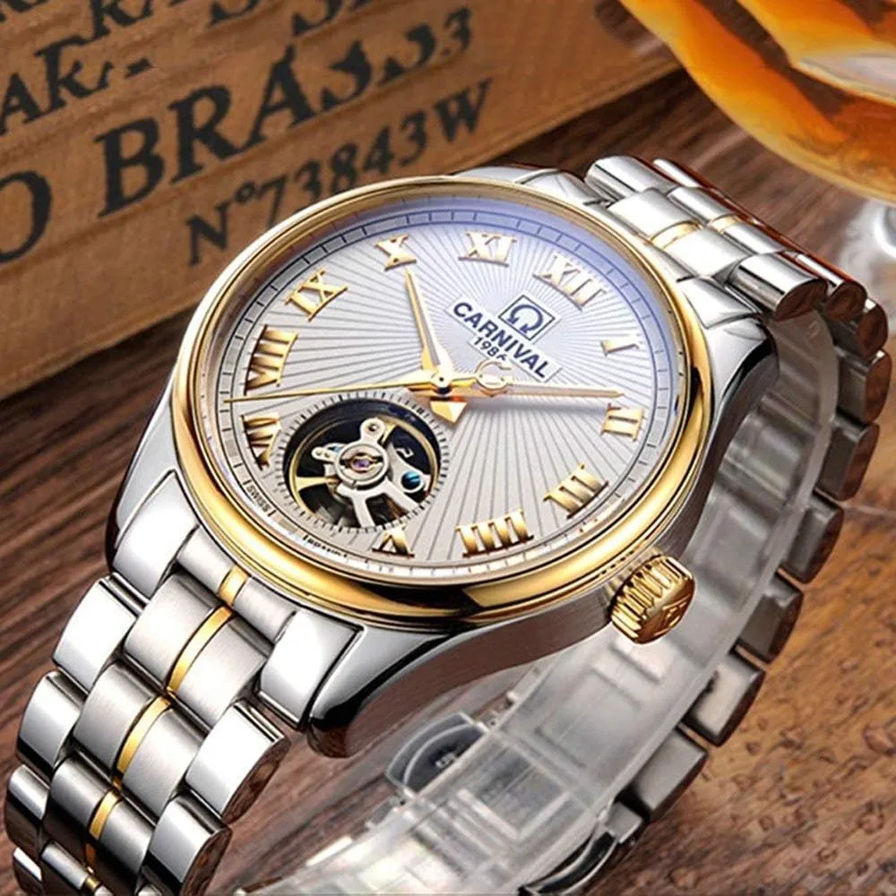 Wrist Watch Gosasa Fashion withhold cenote Automatic Watch Men's Skeleton Watch Tourbillon Stainless Steel Waterproof 