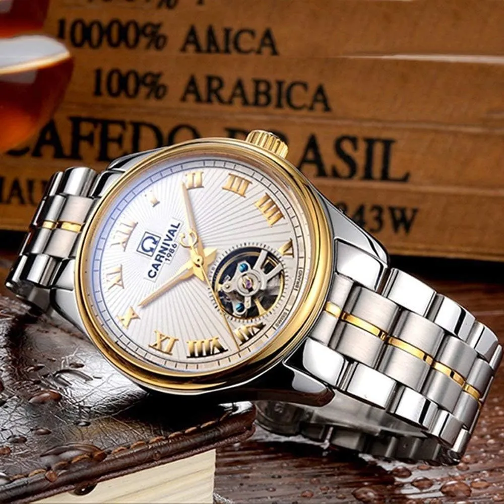 Wrist Watch Gosasa Fashion withhold cenote Automatic Watch Men's Skeleton Watch Tourbillon Stainless Steel Waterproof 