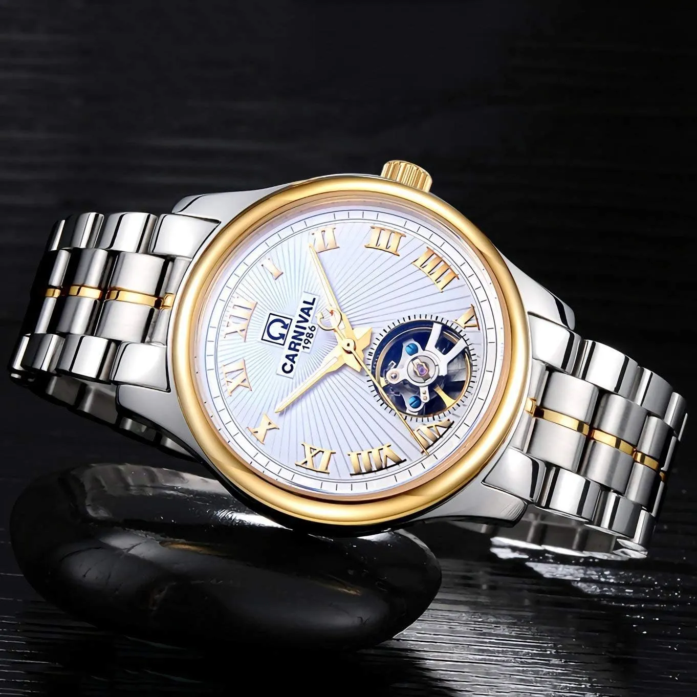 Wrist Watch Gosasa Fashion withhold cenote Automatic Watch Men's Skeleton Watch Tourbillon Stainless Steel Waterproof 