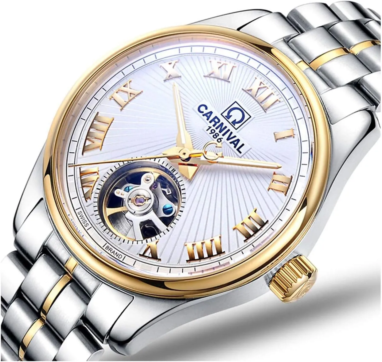 Wrist Watch Gosasa Fashion withhold cenote Automatic Watch Men's Skeleton Watch Tourbillon Stainless Steel Waterproof 