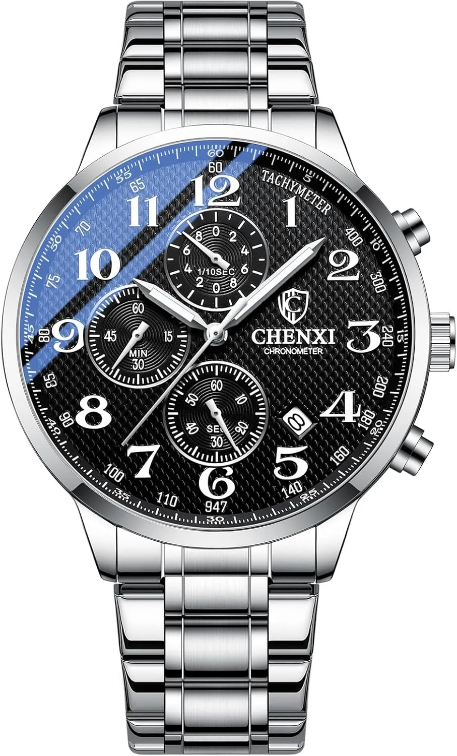 Wrist Watch with Luminous Hands and Three-Eye Dials Avaner Men's Stainless Steel Watches: Analog approach cosmos clump Quartz 