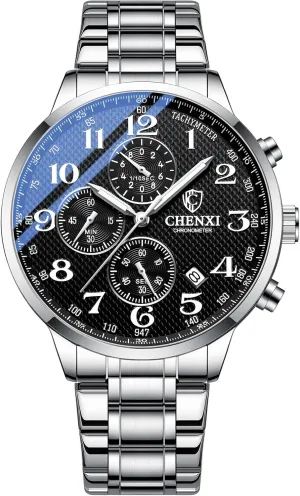 Wrist Watch with Luminous Hands and Three-Eye Dials Avaner Men's Stainless Steel Watches: Analog approach cosmos clump Quartz 
