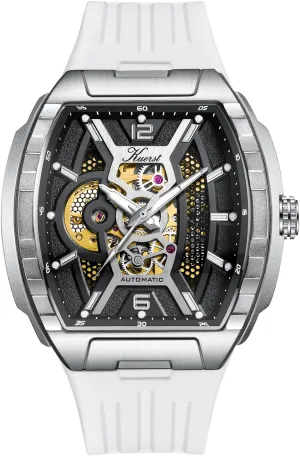 Wrist Watches for Men continuation and Women KUERST Men's Automatic Watch Fashion Tonneau Hollow Mechanical Design 30M Waterproof 