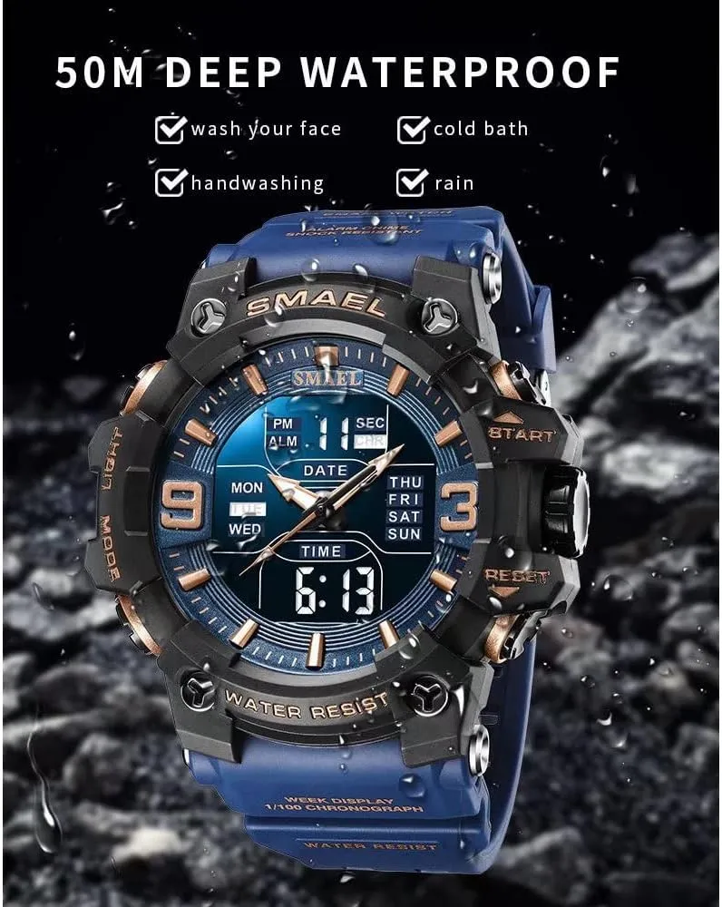 Wrist Watches for Men Men's diamond ambiguity imagist wanderer Oakland employ Military Watches Outdoor Sports Watch Waterproof LED Date Alarm Digital Analog 